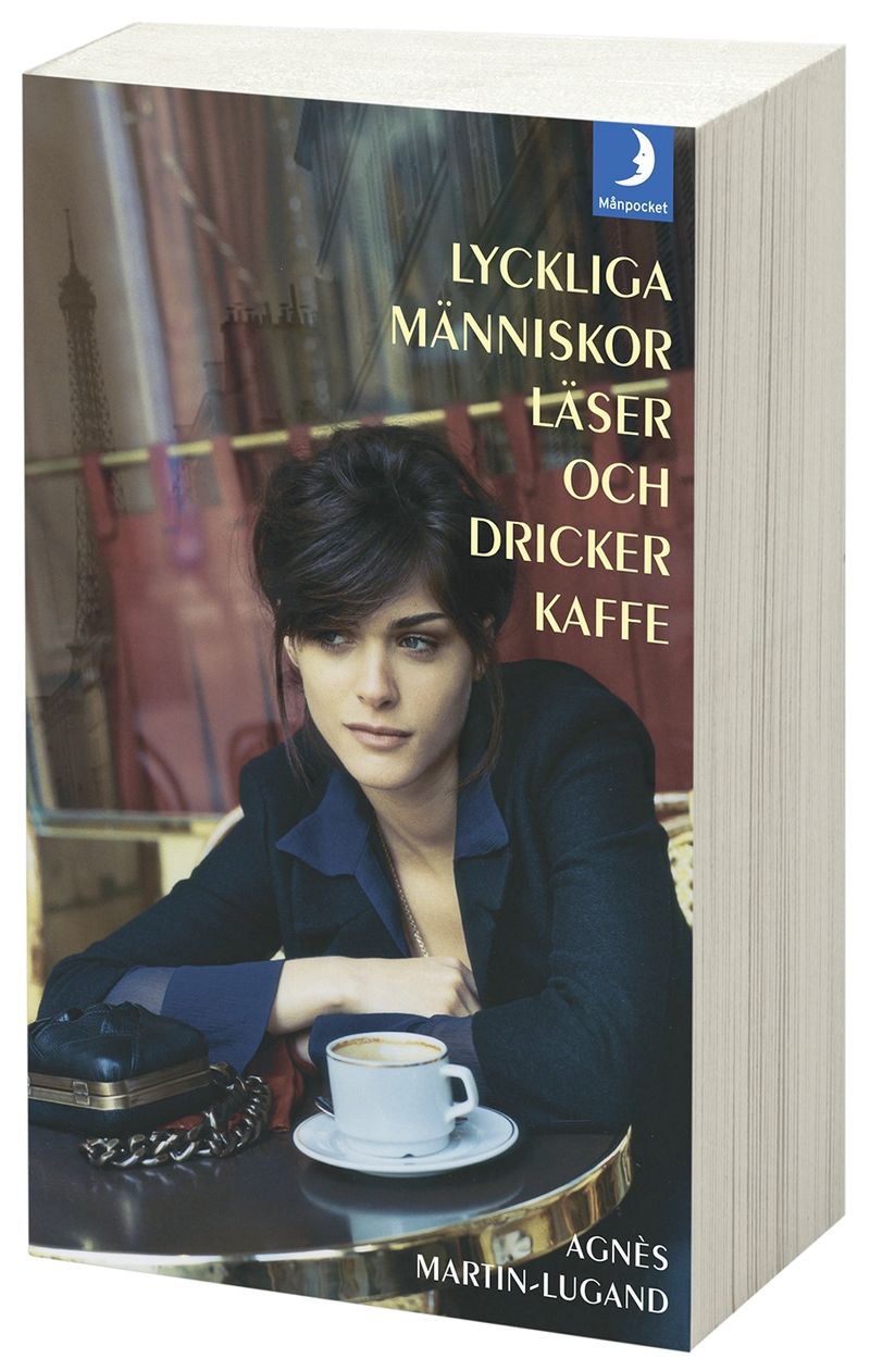 Lyckliga människor läser och dricker kaffe